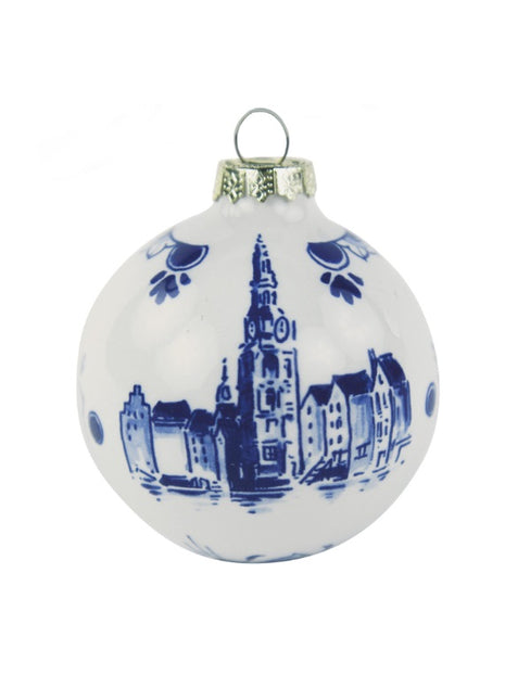 07000290 Royal Delft kerstbal Amsterdam delftsblauw