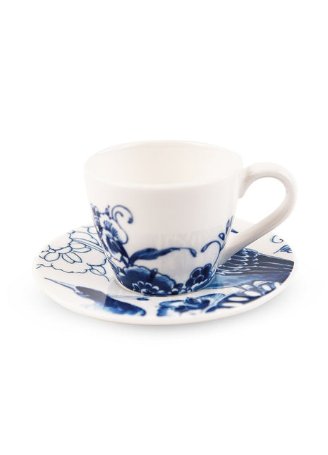 Peacock Symphony koffiekop + schotel - servies van Royal Delft