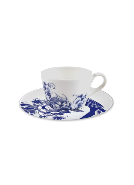 Peacock Symphony koffiekop + schotel 180ml - servies van Royal Delft