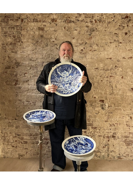 Royal Delft Schiffmacher Blue Tattoo bord Tribal Dragon 28cm