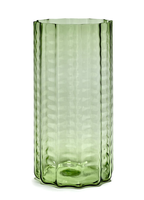 Serax Wave 3 vaas groen glas D18 H35 Deriemaeker