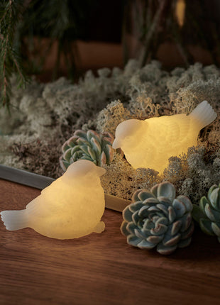 Sirius Erica sparrow wax met led licht - set 2 vogels