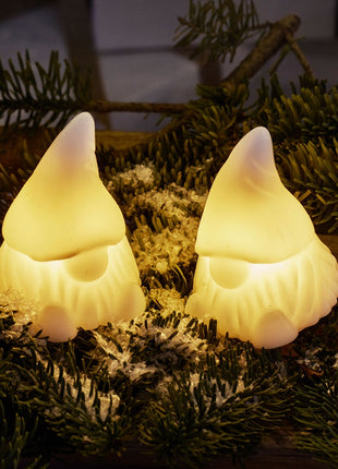13357  Sirius Coco Gnome wax wit led set 2 stuks