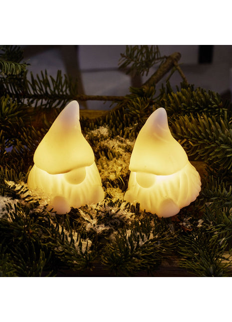 13357  Sirius Coco Gnome wax wit led set 2 stuks