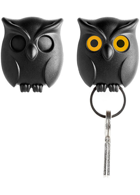 QL 10195 BK Qualy Night Owl - sleutelhanger uil - zwart