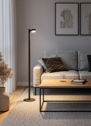 Sompex Ronda vloerlamp zwart oplaadbaar en dimbaar 1 spot 79070