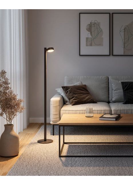 Sompex Ronda vloerlamp zwart oplaadbaar en dimbaar 1 spot 79070