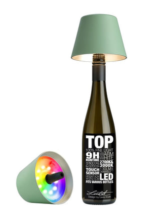 Sompex Top 2.0 flessenlamp wijnfles fles accu traploos dimbaar led olijf groen multi-colour 72523