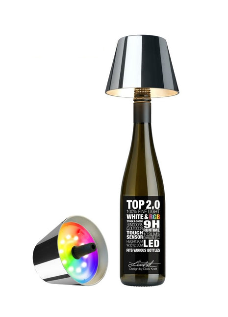 72550 Sompex TOP 2.0 flessenlamp accu led zilver multi-colour