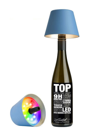 Sompex Top 2.0 flessenlamp wijnfles fles accu traploos dimbaar led blauw multi colour 72522