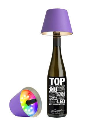 Sompex Top 2.0 flessenlamp wijnfles fles accu traploos dimbaar led lila multi-colour 72531