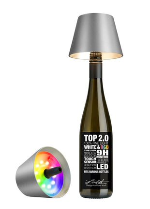 Sompex TOP 2.0 flessenlamp oplaadbaar metallic grafiet - 72541