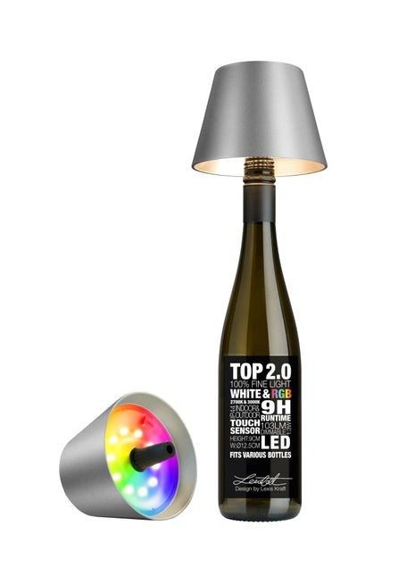 Sompex TOP 2.0 flessenlamp oplaadbaar metallic grafiet - 72541
