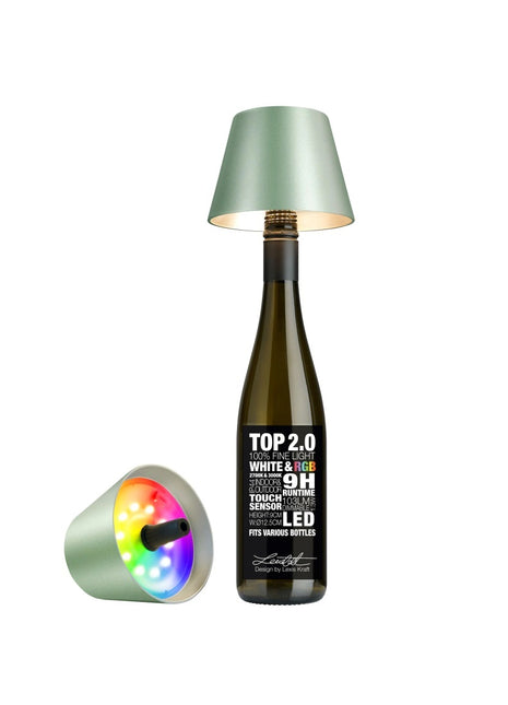 Sompex TOP 2.0 flessenlamp oplaadbaar metallic groen - 72542