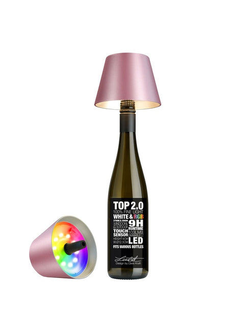 Sompex TOP 2.0 flessenlamp oplaadbaar metallic roze - 72543