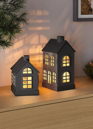 Sompex Glamor House LED glitterhuis zwart H16cm - 72465