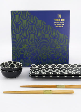 33756 Tokyo Design Mermaid Sushi Giftset eetstokjes zwart