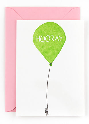 A10 Verjaardagskaart hooray ballon met envelop