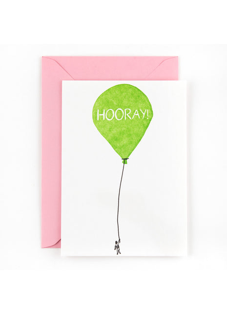 A10 Verjaardagskaart hooray ballon met envelop
