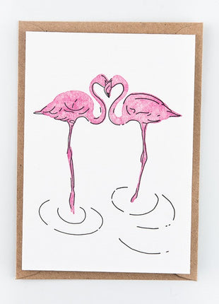 Ansichtkaart / Wenskaart - liefde - love - flamingo