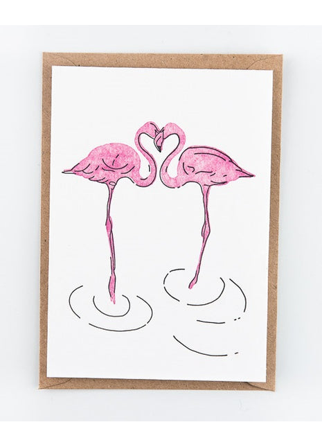 Ansichtkaart / Wenskaart - liefde - love - flamingo