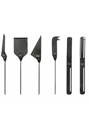 Style de Vie 6 mat zwarte kaasmessen met draai