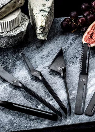 Style de Vie 6 mat zwarte kaasmessen met draai