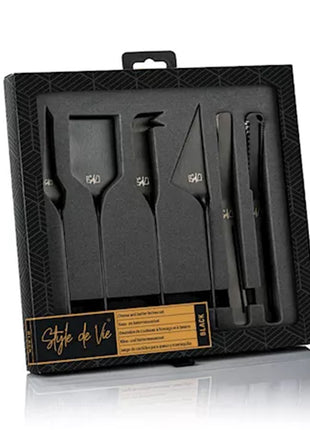 Style de Vie 6 mat zwarte kaasmessen met draai