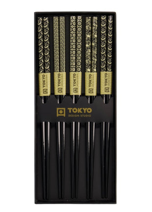 21292 Tokyo Design Studio Eetstokjes sushi sticks / chopsticks zwart / goud