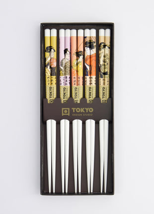 8445 Tokyo Design Studio chopstick eetsotkjes giftset Geisha wit