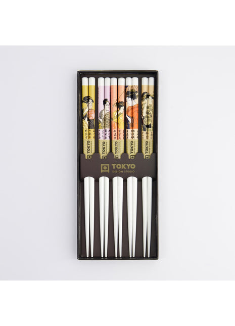 8445 Tokyo Design Studio chopstick eetsotkjes giftset Geisha wit
