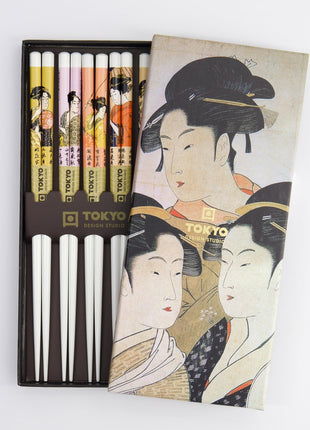 8445 Tokyo Design Studio chopstick eetsotkjes giftset Geisha wit