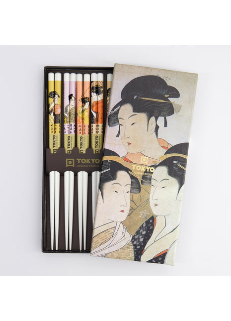 8445 Tokyo Design Studio chopstick eetsotkjes giftset Geisha wit