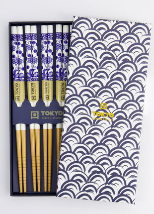 17950 Tokyo Design Studio chopstick eetsotkjes giftset Wave Blue