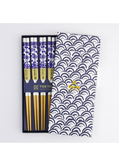17950 Tokyo Design Studio chopstick eetsotkjes giftset Wave Blue