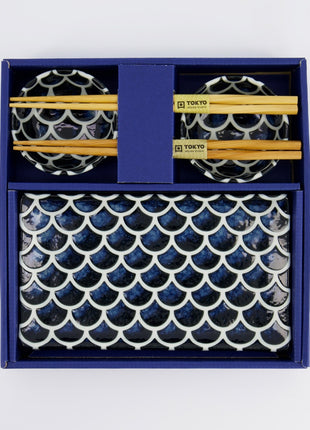 33755 Tokyo Design Mermaid Sushi Giftset eetstokjes cobalt blauw 6 delig