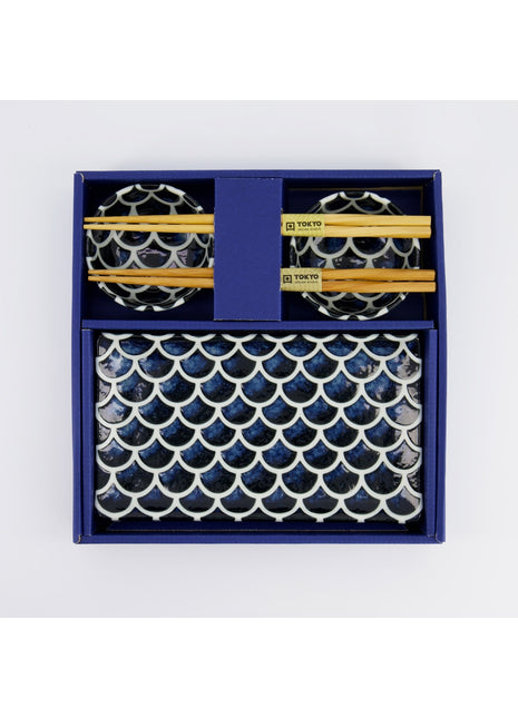 33755 Tokyo Design Mermaid Sushi Giftset eetstokjes cobalt blauw 6 delig