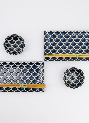 33755 Tokyo Design Mermaid Sushi Giftset eetstokjes cobalt blauw 6 delig