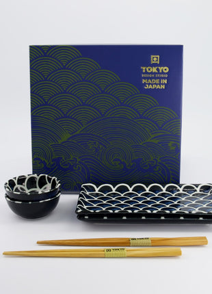 33755 Tokyo Design Mermaid Sushi Giftset eetstokjes cobalt blauw 6 delig