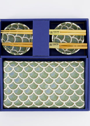 33757 Tokyo Design Mermaid Sushi Giftset eetstokjes groen
