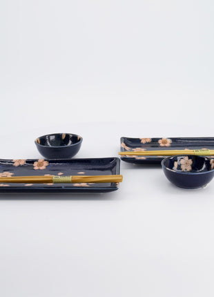33759 Tokyo Design Sakura Sushi Giftset eetstokjes navy 6 delig