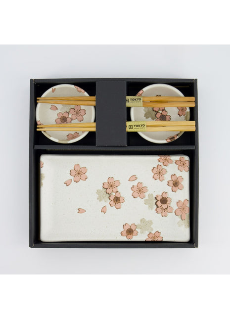 33758 Tokyo Design Sakura Sushi Giftset eetstokjes wit 6 delig