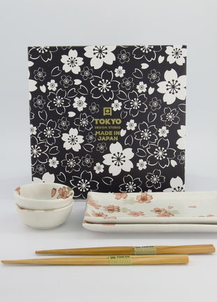 33758 Tokyo Design Sakura Sushi Giftset eetstokjes wit 6 delig