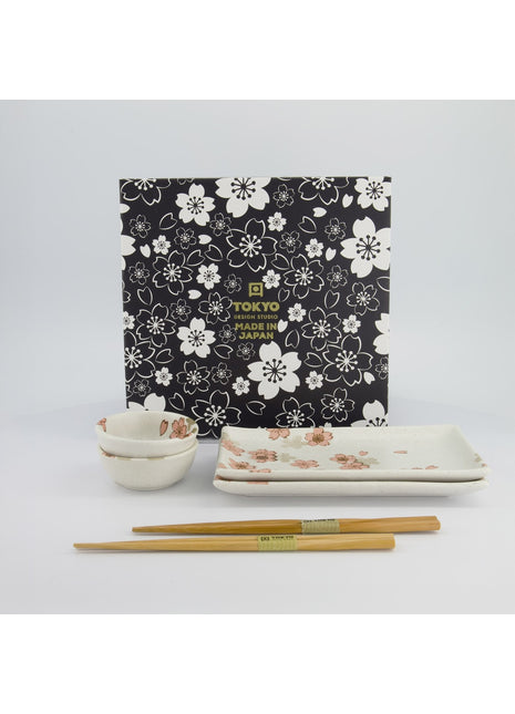33758 Tokyo Design Sakura Sushi Giftset eetstokjes wit 6 delig