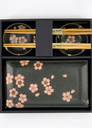 33760 Tokyo Design Sakura Sushi Giftset eetstokjes zwart 6 delig