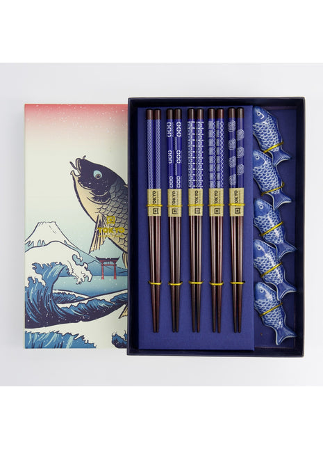 20903 Tokyo Design Studio chopsticks / eetstokjes kado set Fish