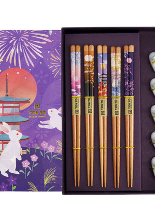 20904 Tokyo Design Studio chopsticks / eetstokjes kado set Konijn
