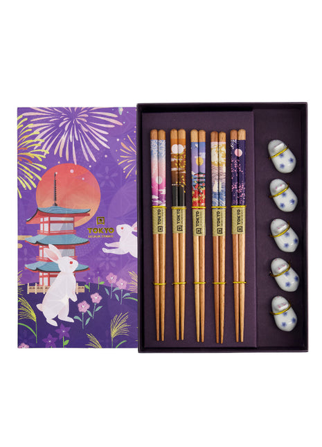 20904 Tokyo Design Studio chopsticks / eetstokjes kado set Konijn