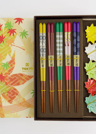 20902 Tokyo Design Studio eetstokjes kado set maple leaf 10 delig