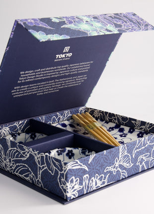 22580 Tokyo Design eetstokjes kado set skin kar blauw 6 delig